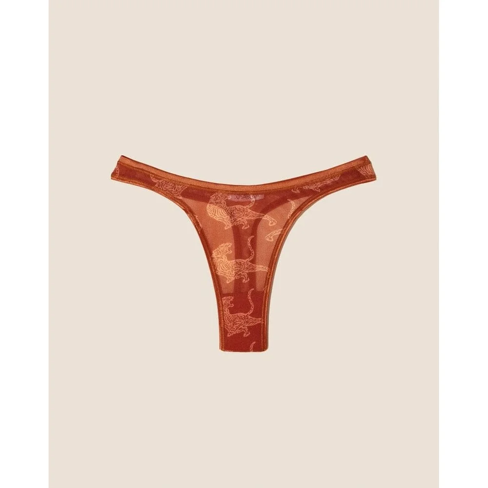 Cosabella Mens Tiger Print Lace Thong Underwear Rust Orange Low Rise Small